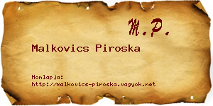 Malkovics Piroska névjegykártya