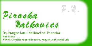 piroska malkovics business card